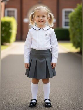 Busy bee preppy school uniform long sleeve top petter pan collar 5T new